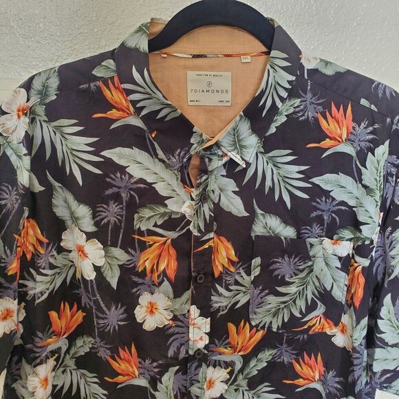 7 Diamonds Men's Short Sleeve Button Shirt Floral Classic Fit Sz 3XL Multicolor - Picture 3 of 16
